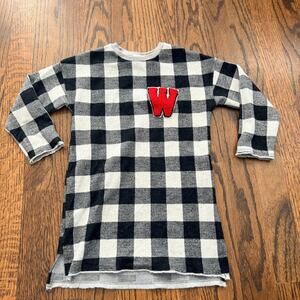 Zara Buffalo Plaid White Black Checked University of Wisconsin Badgers Dress 4